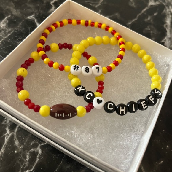 Handmade Kansas City Chiefs Friendship Bracelet Set - Picture 2 of 2